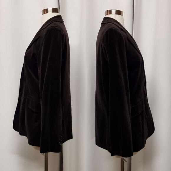 Vintage 80s Retro Black Velvet Punk Goth Rocker Steampunk Power Blazer Medium - Picture 3 of 12